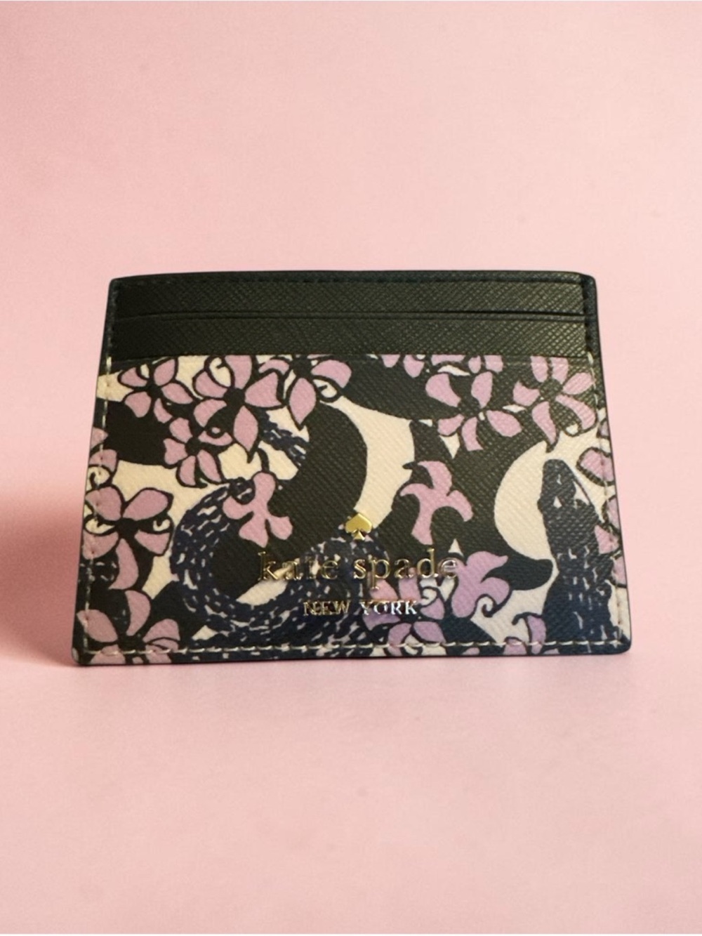 kate spade Black, Pink & Cream Floral Card Holder